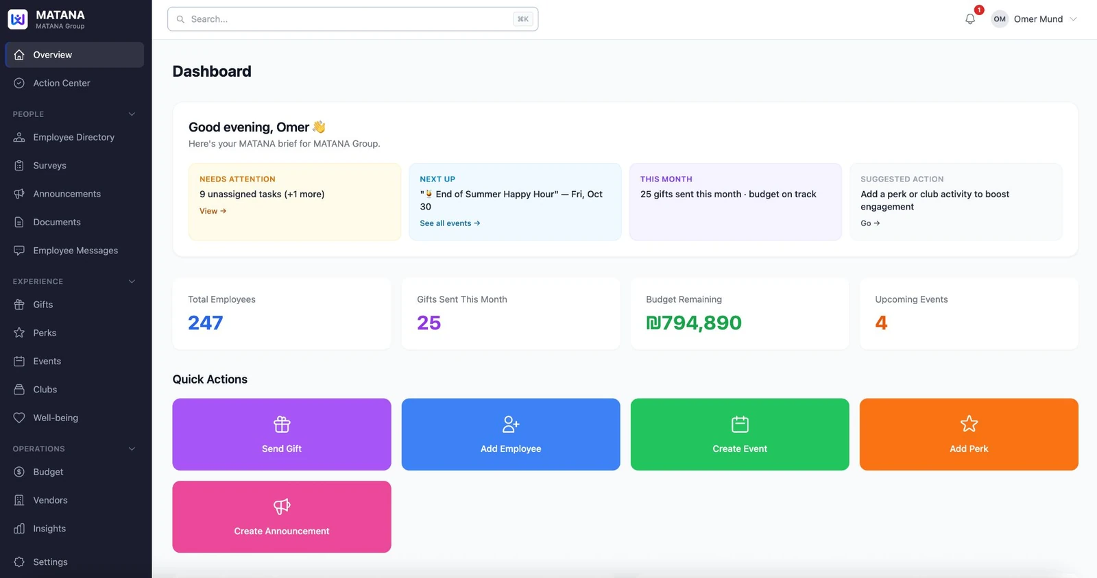 MATANA — HR Dashboard