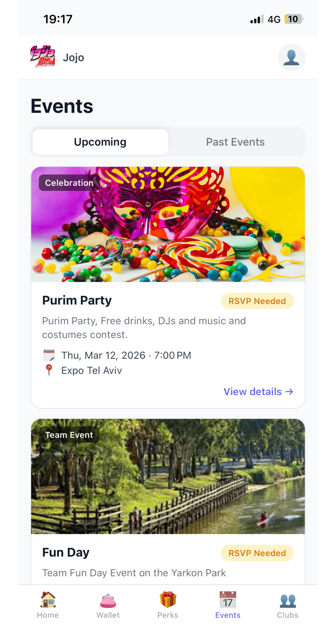 Employee wallet screen
