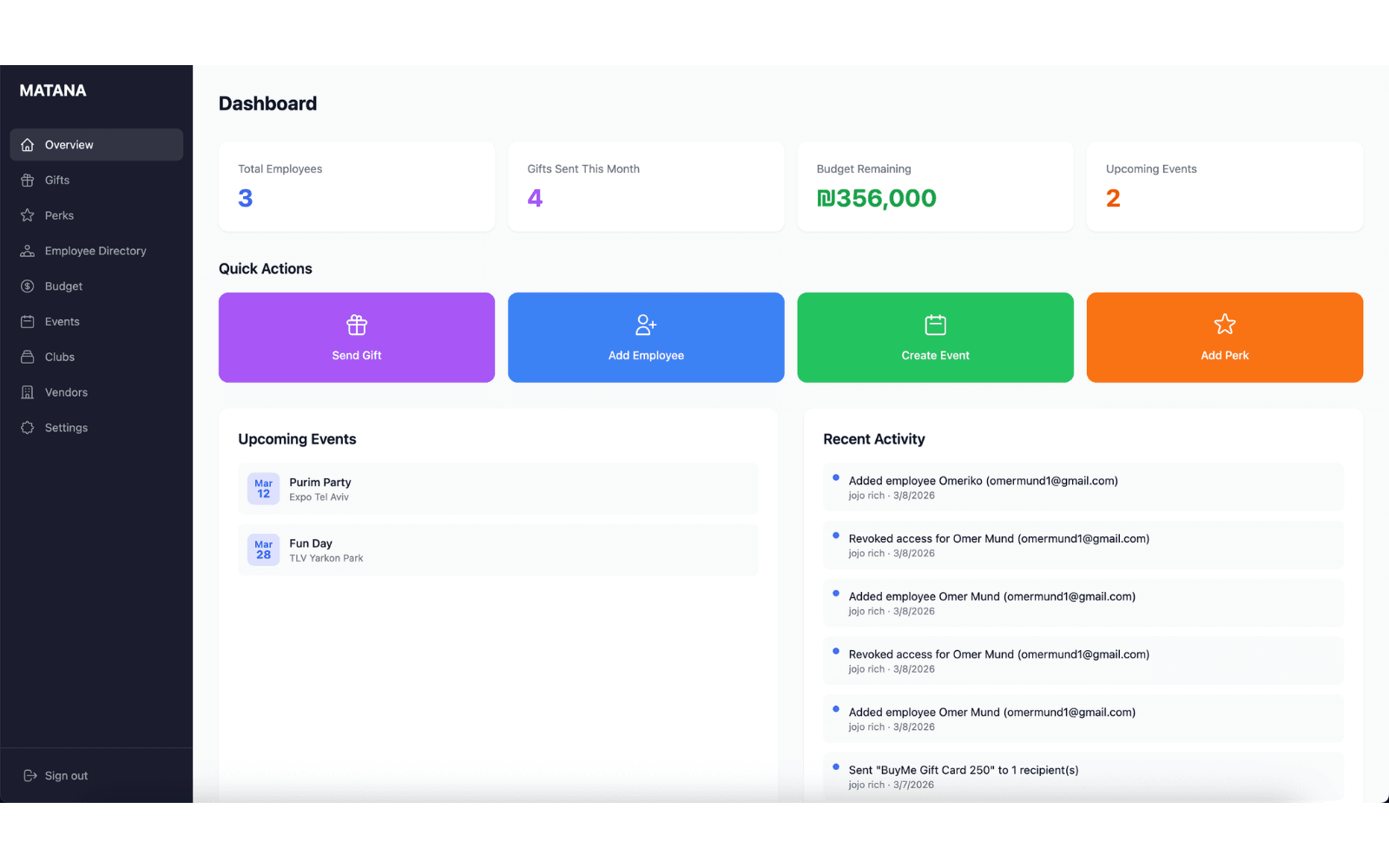 MATANA — HR Dashboard